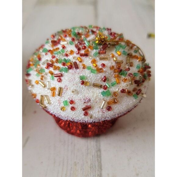 Glitter sprinkle cupcake Styrofoam ornament Xmas decor - Picture 4 of 7